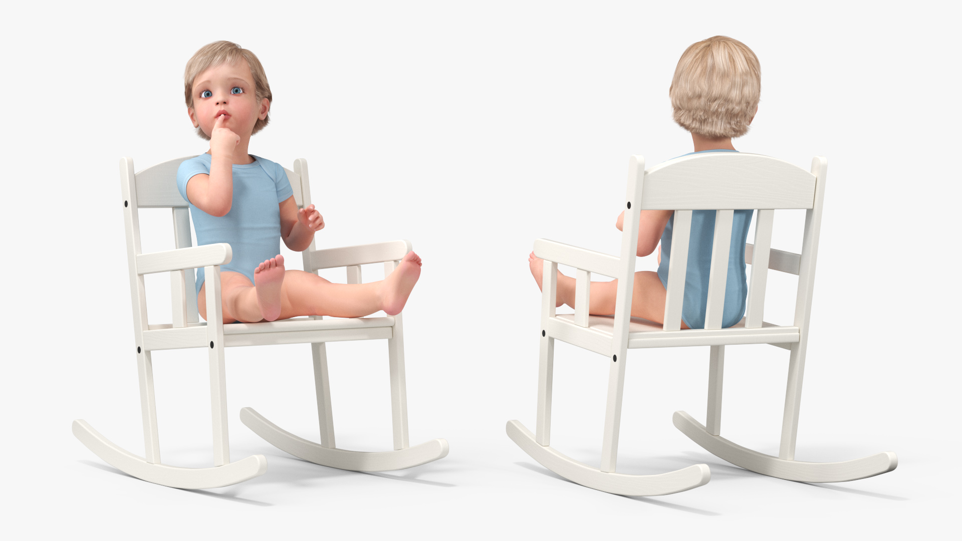 3D model Boy Sitting in a Rocking Chair