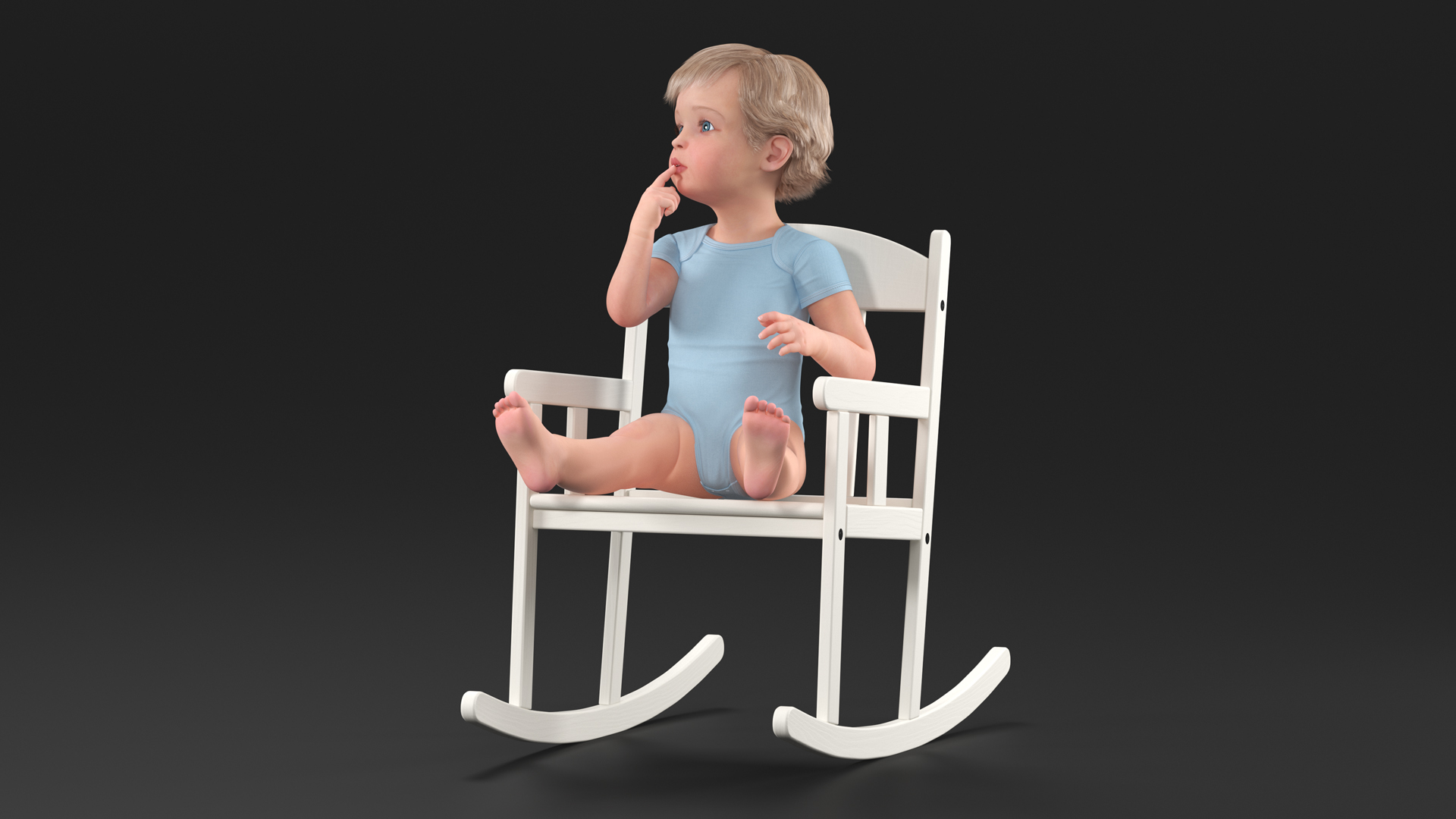 3D model Boy Sitting in a Rocking Chair