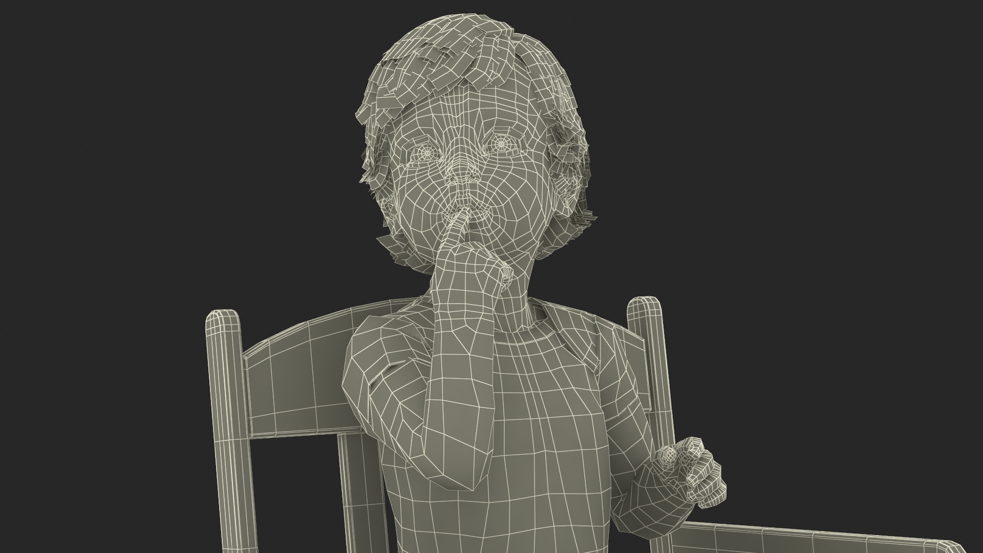 3D model Boy Sitting in a Rocking Chair