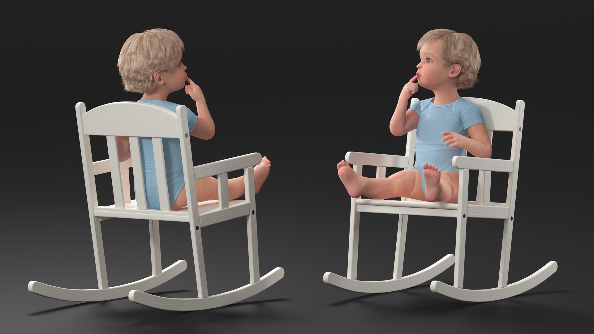 3D model Boy Sitting in a Rocking Chair