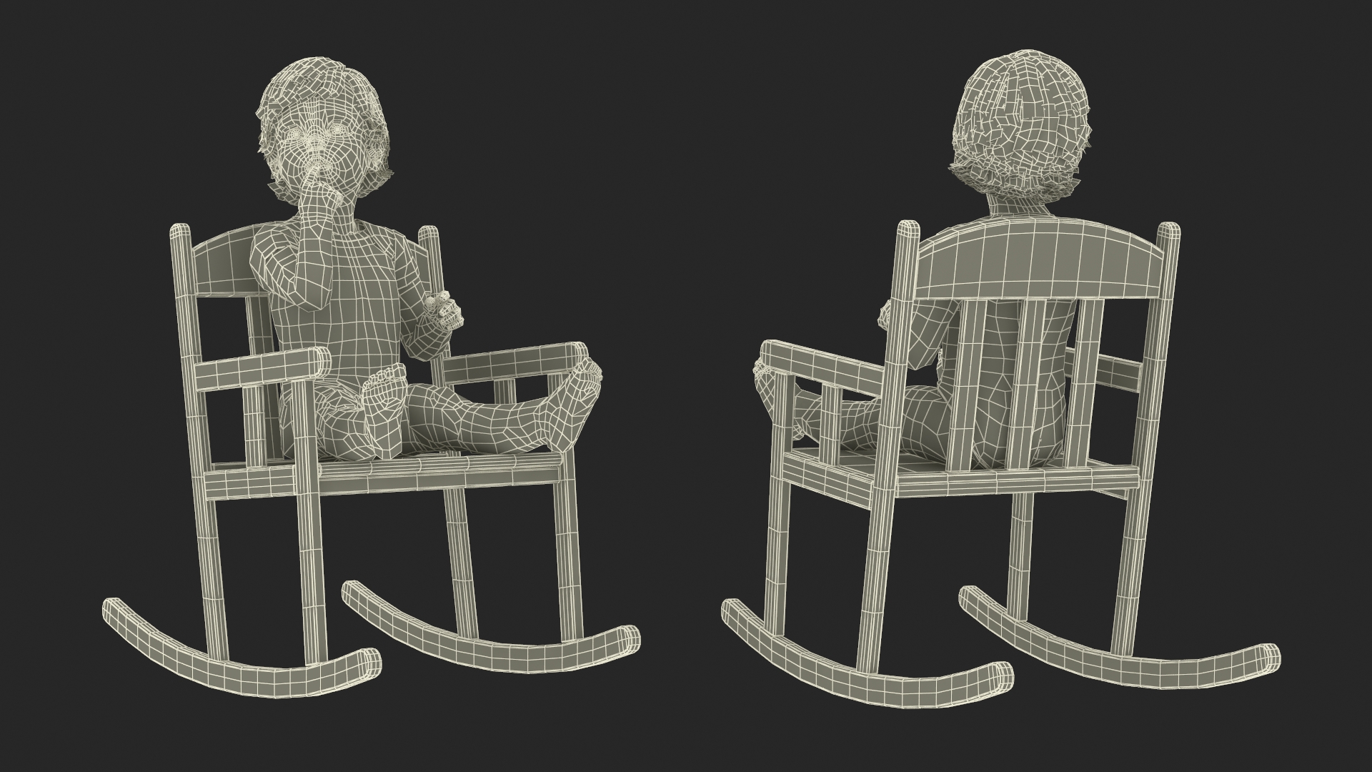 3D model Boy Sitting in a Rocking Chair