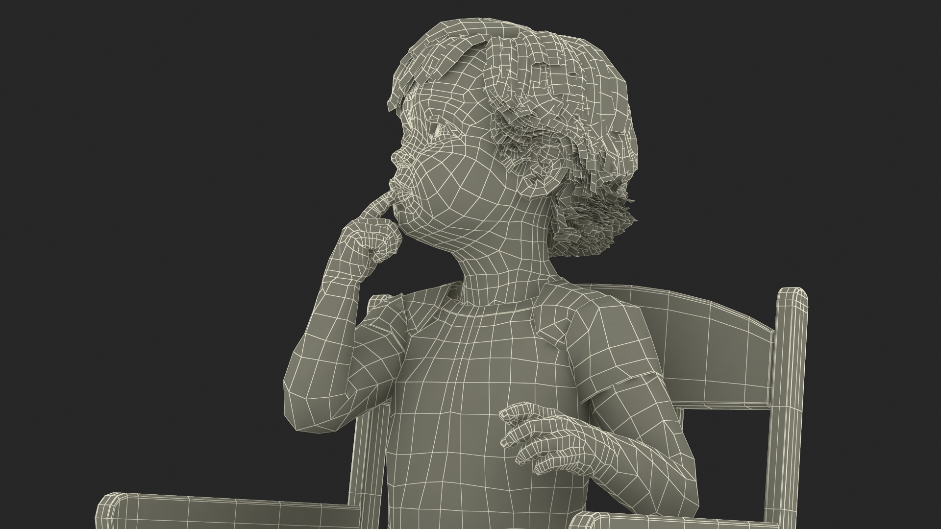 3D model Boy Sitting in a Rocking Chair