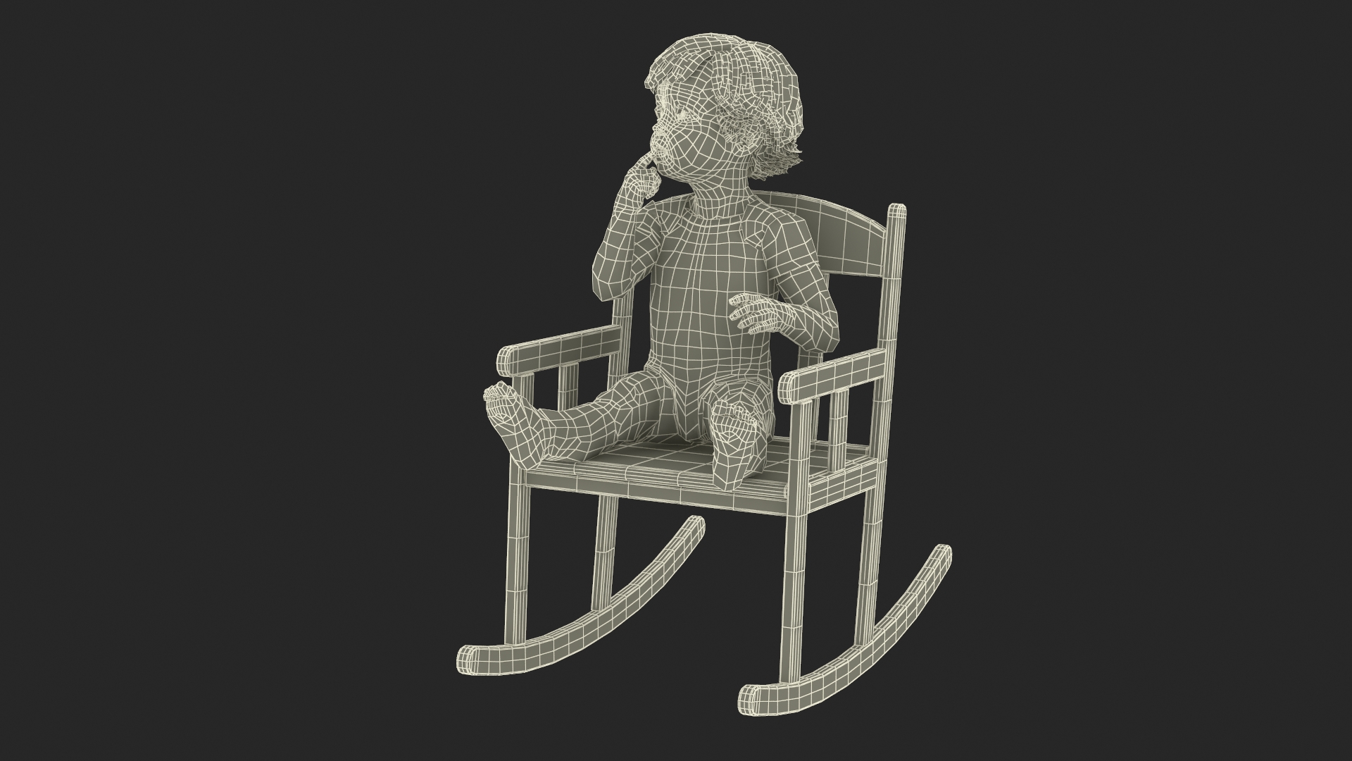 3D model Boy Sitting in a Rocking Chair