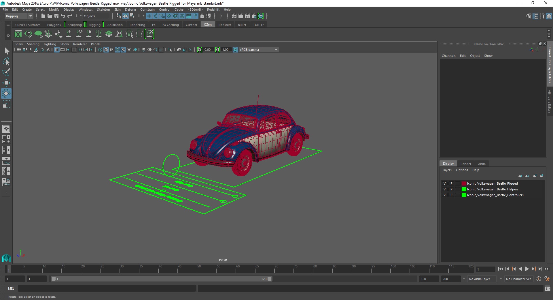 3D model Iconic Volkswagen Beetle Rigged for Maya
