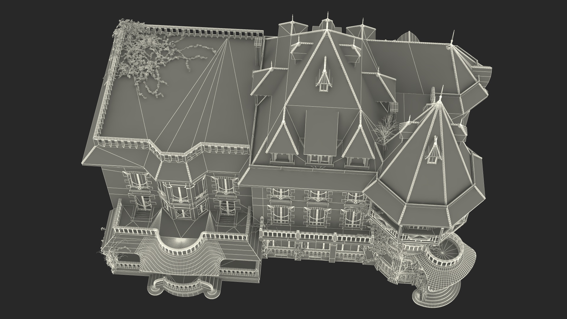 3D Old Spooky Mansion model