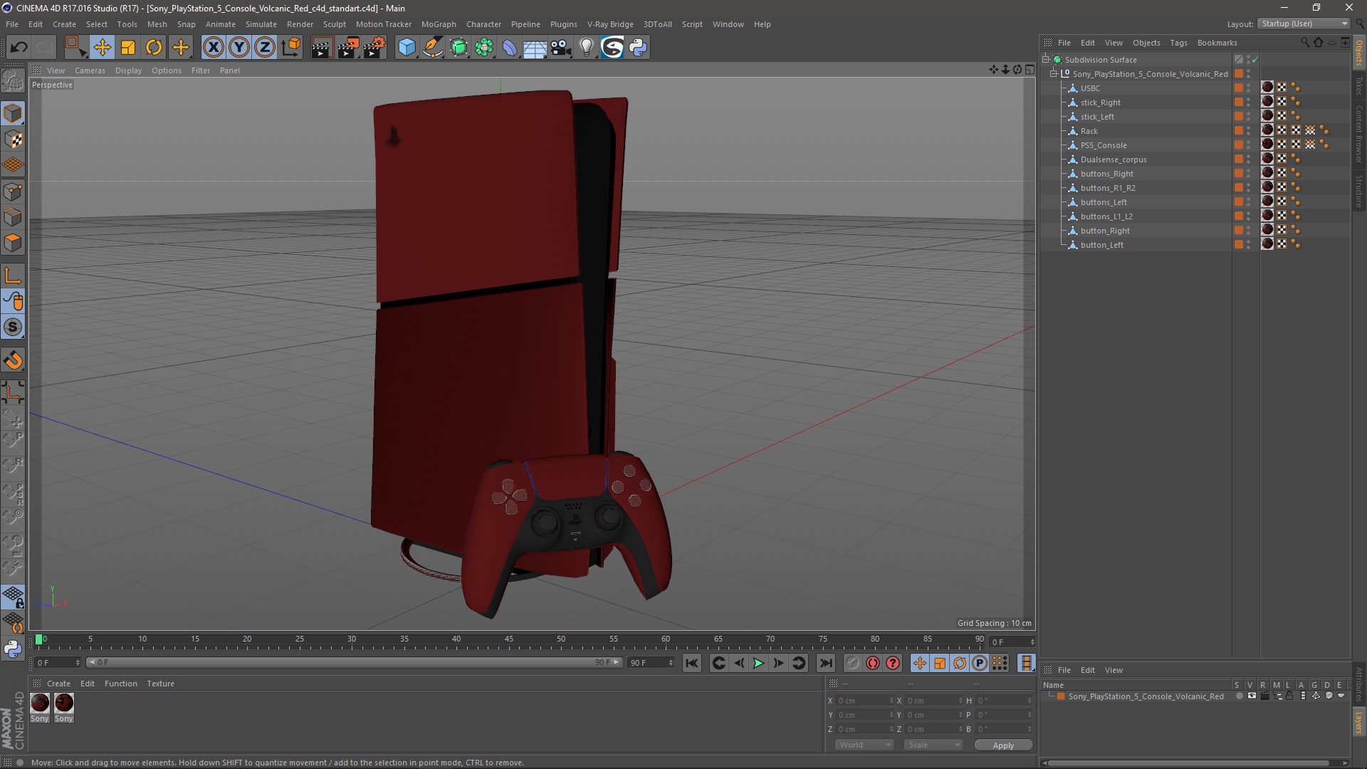 Sony PlayStation 5 Console Volcanic Red 3D model