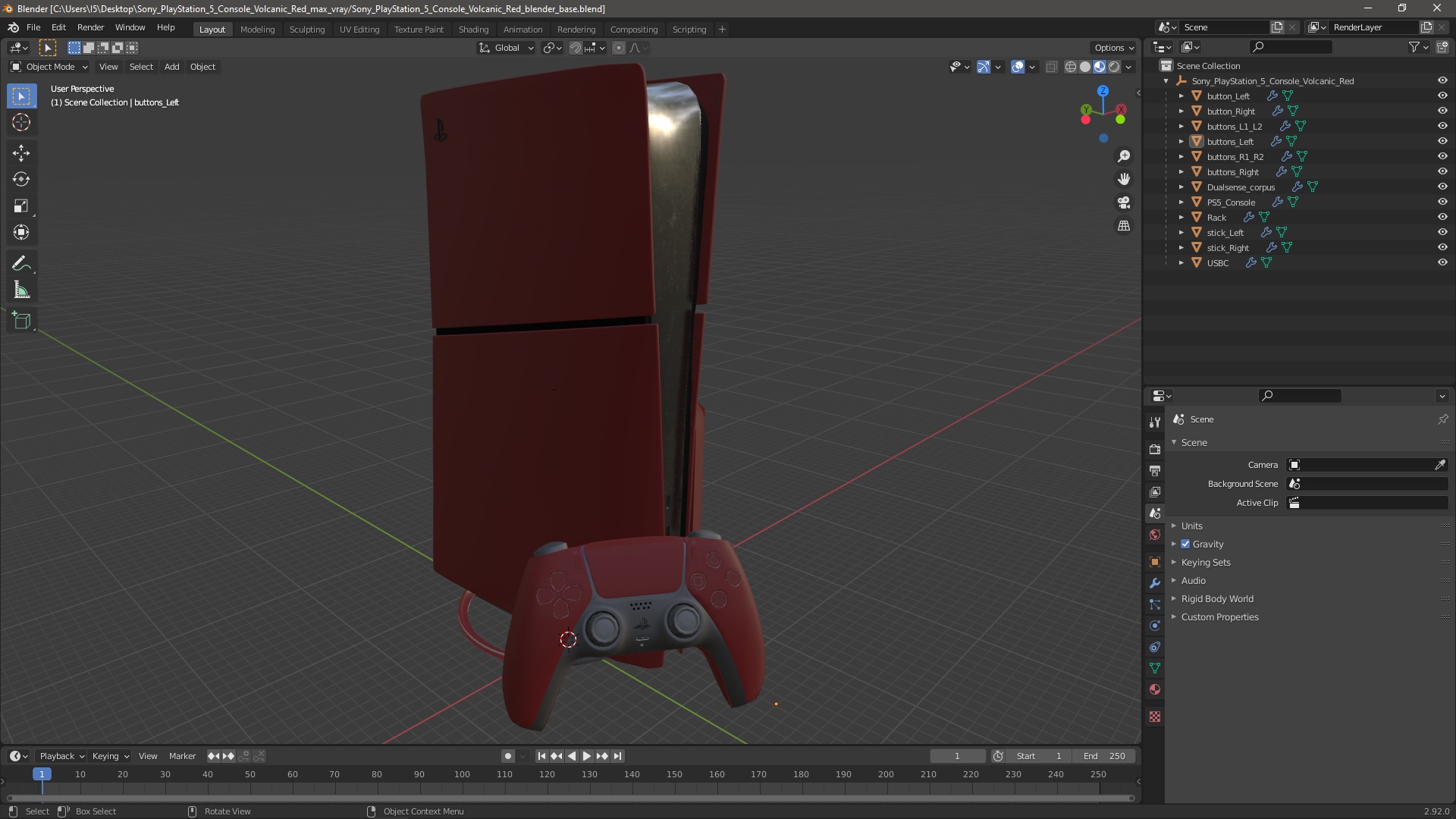 Sony PlayStation 5 Console Volcanic Red 3D model