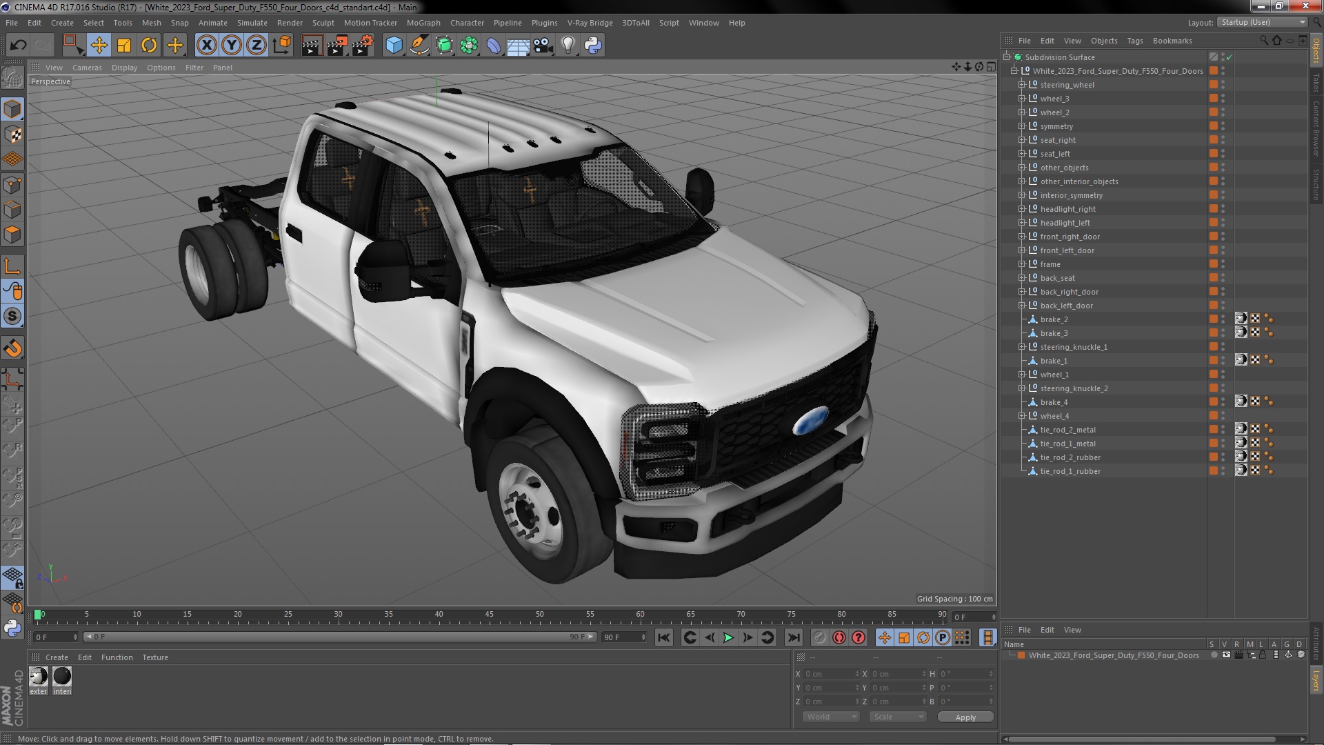 White 2023 Ford Super Duty F550 Four Doors 3D