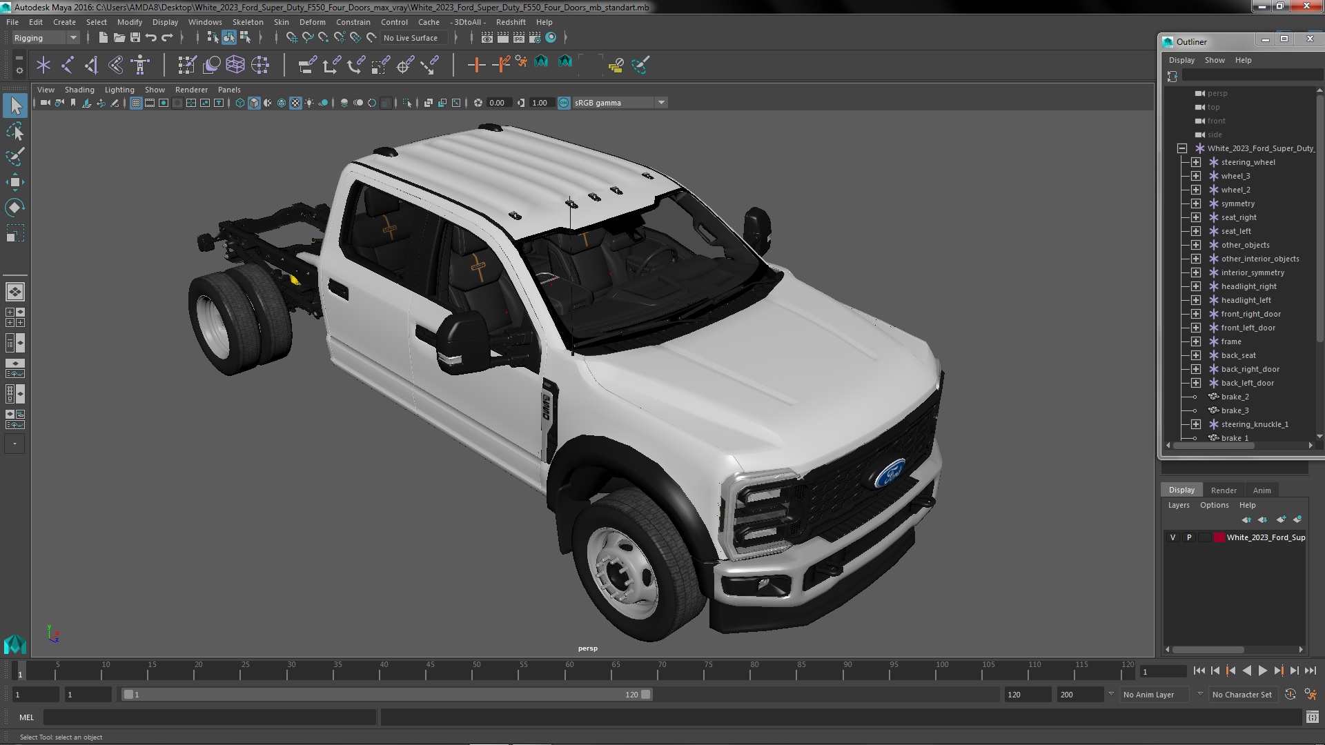 White 2023 Ford Super Duty F550 Four Doors 3D