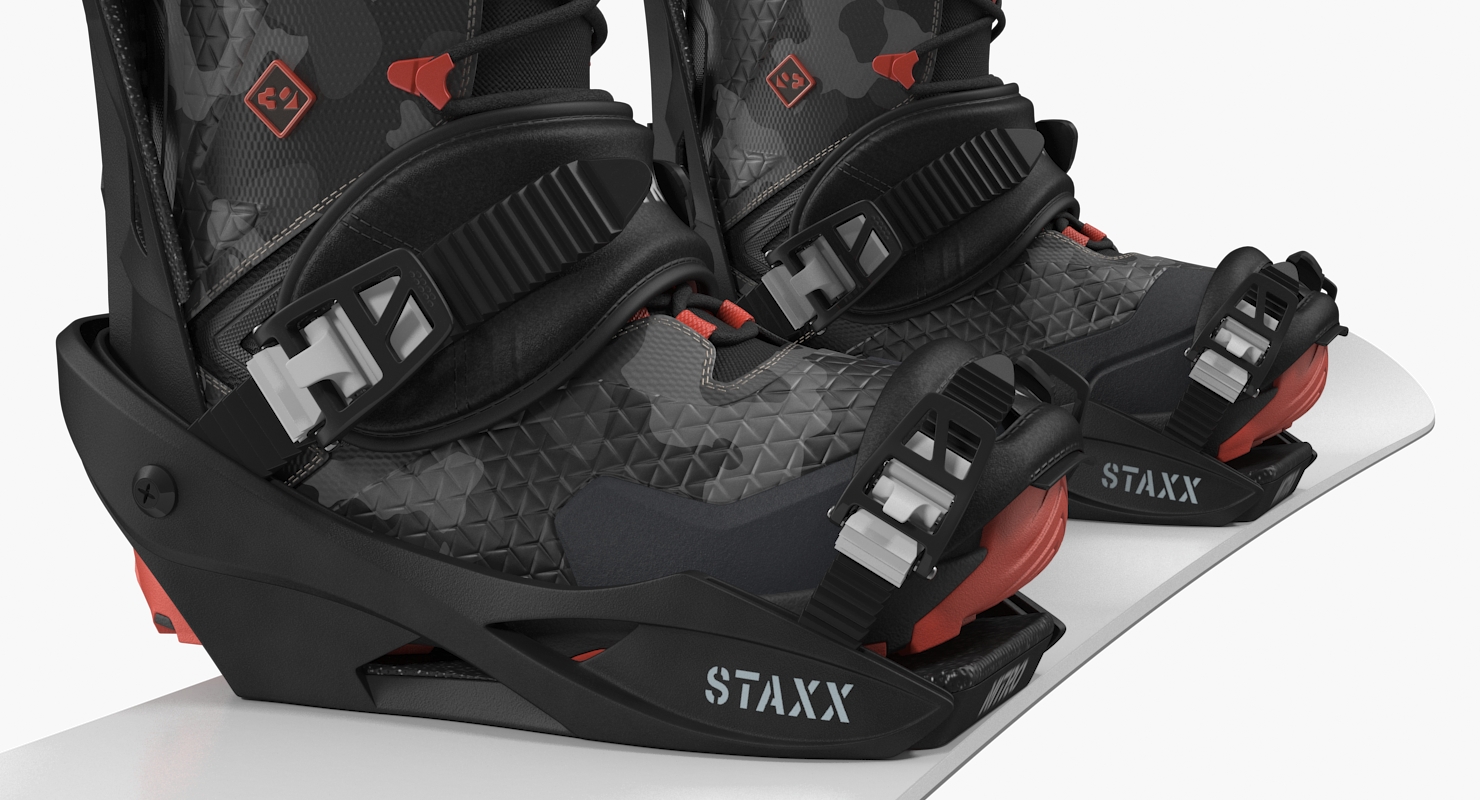 3D model Snowboard with Nitro Staxx Bindings and Boots