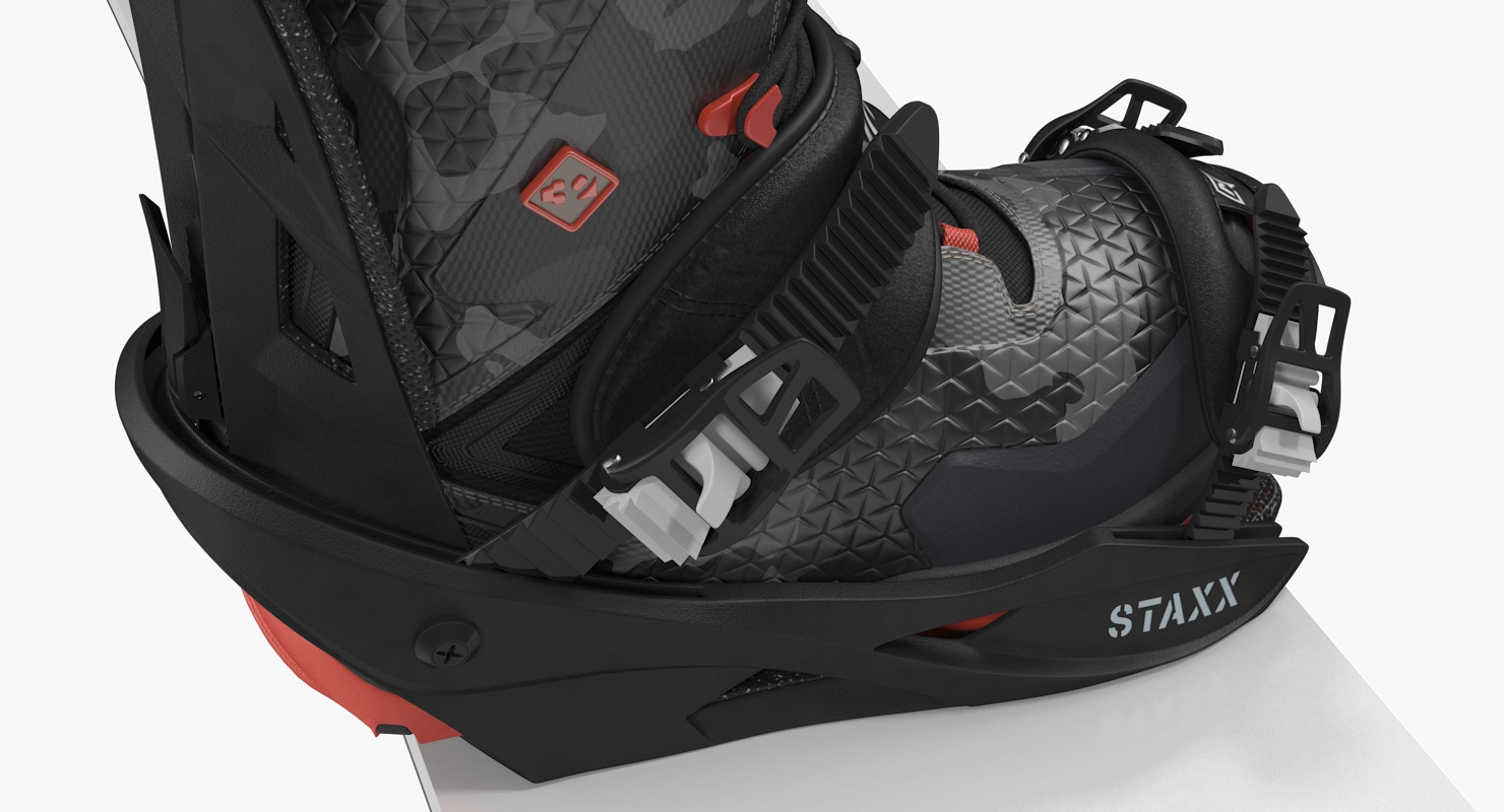 3D model Snowboard with Nitro Staxx Bindings and Boots