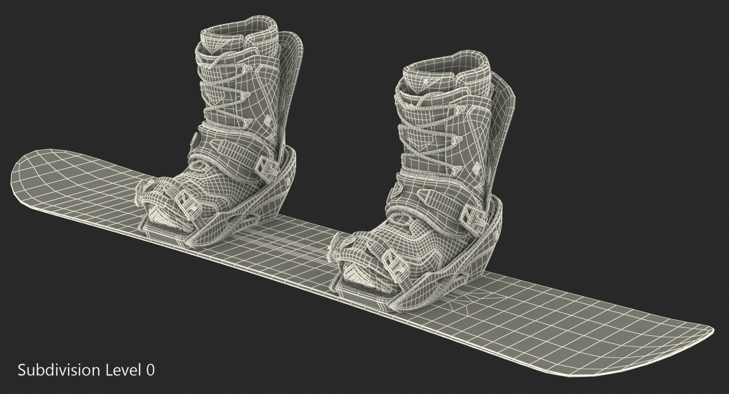 3D model Snowboard with Nitro Staxx Bindings and Boots