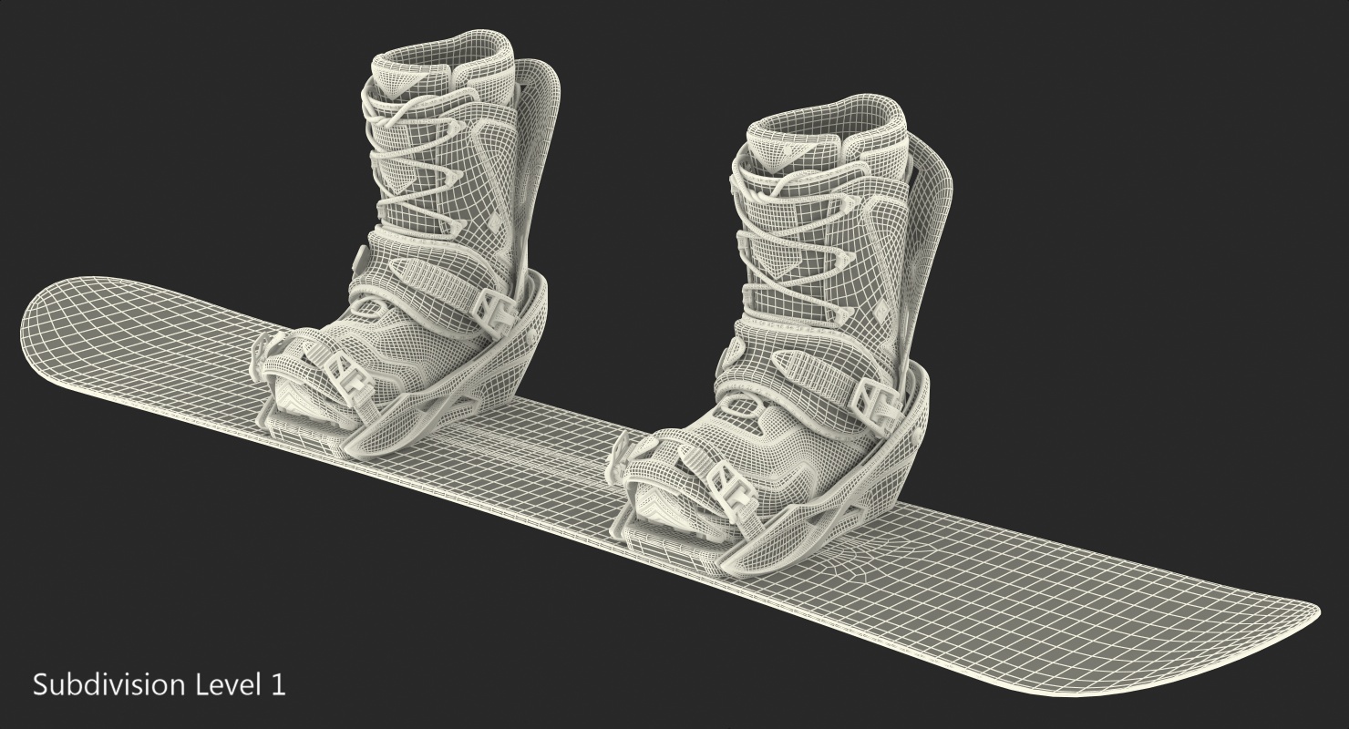3D model Snowboard with Nitro Staxx Bindings and Boots