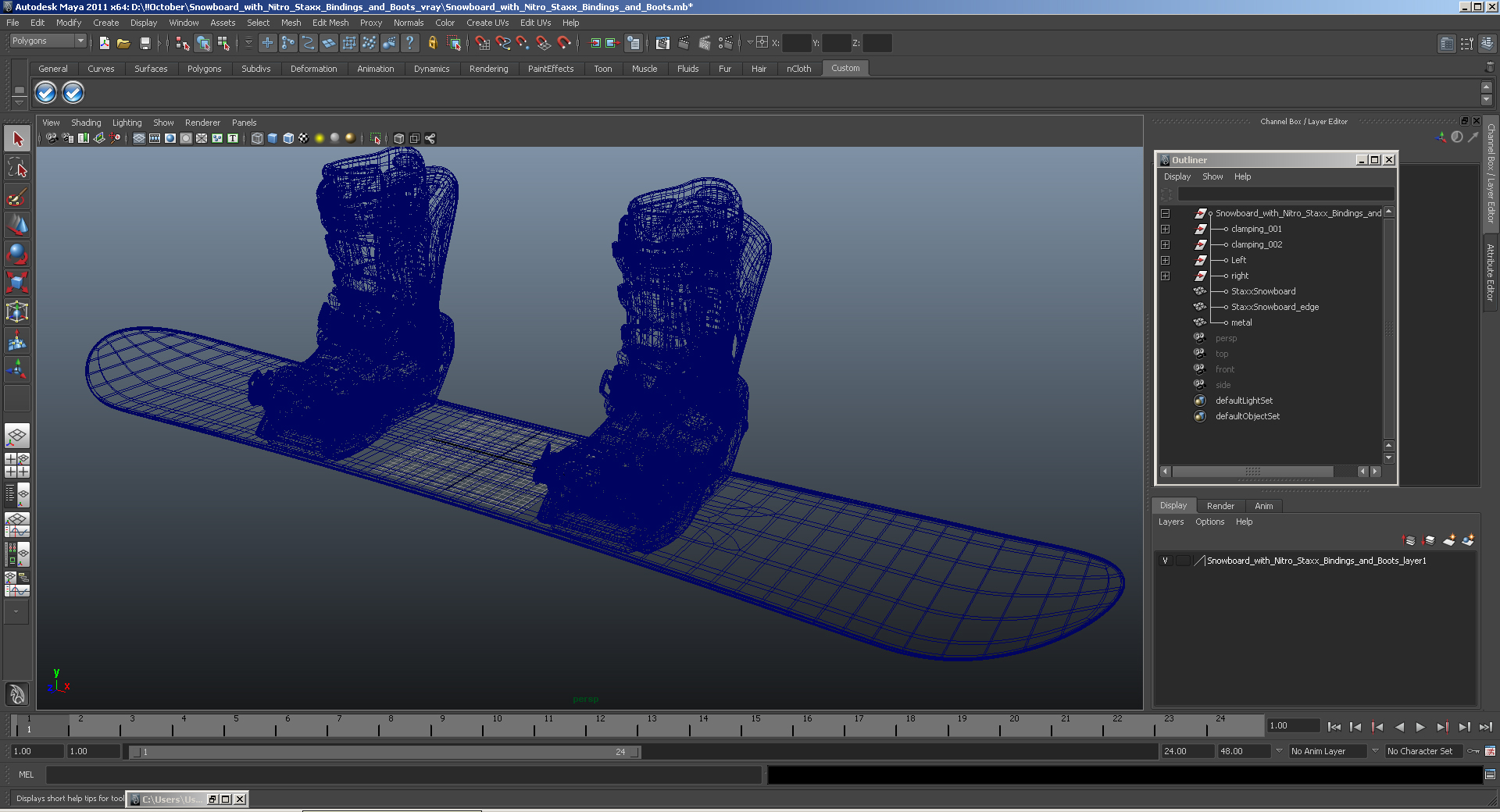 3D model Snowboard with Nitro Staxx Bindings and Boots