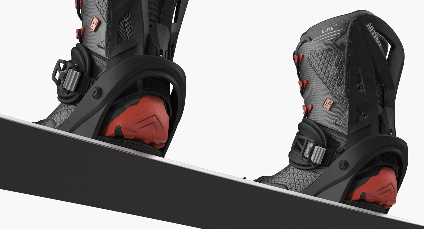 3D model Snowboard with Nitro Staxx Bindings and Boots