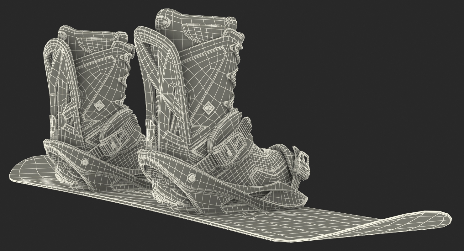 3D model Snowboard with Nitro Staxx Bindings and Boots