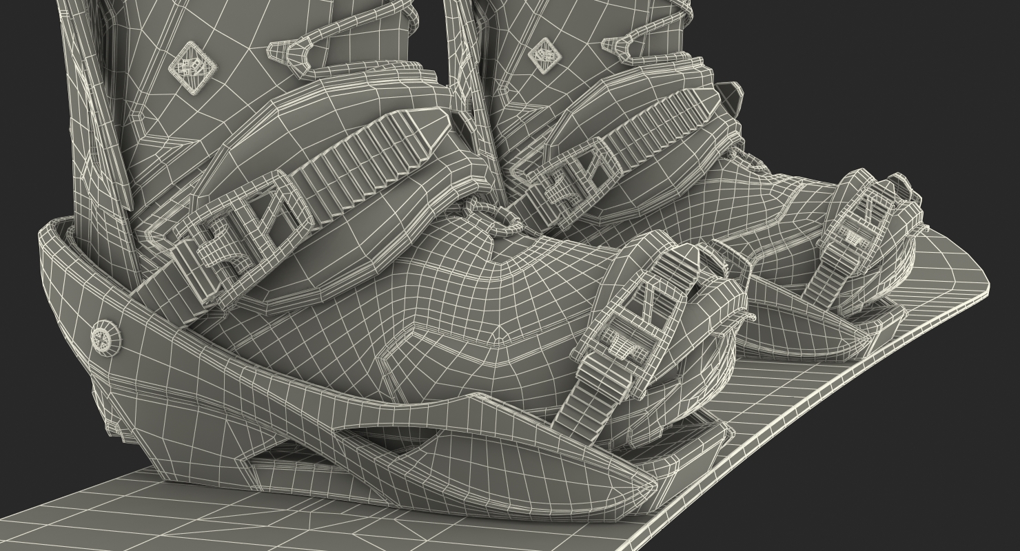 3D model Snowboard with Nitro Staxx Bindings and Boots