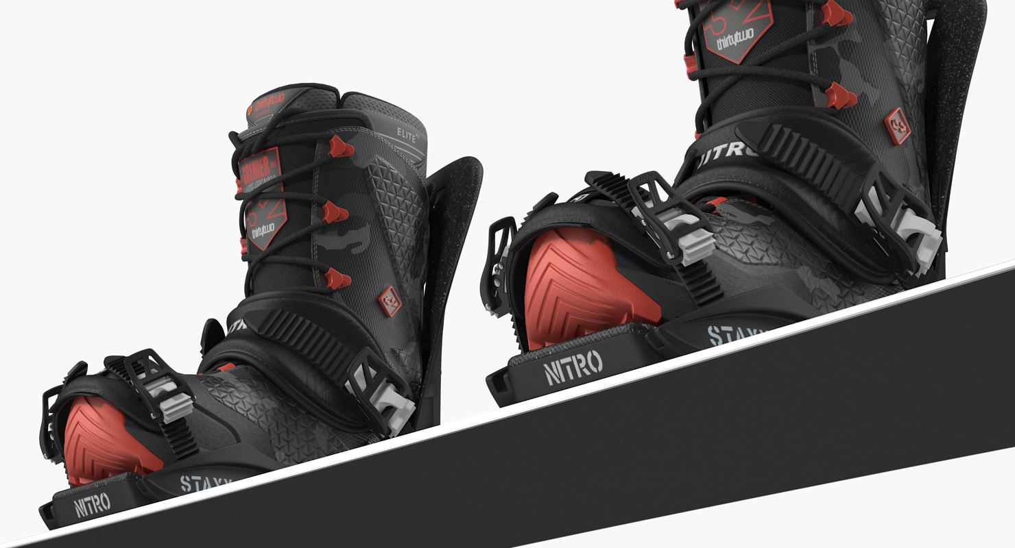 3D model Snowboard with Nitro Staxx Bindings and Boots