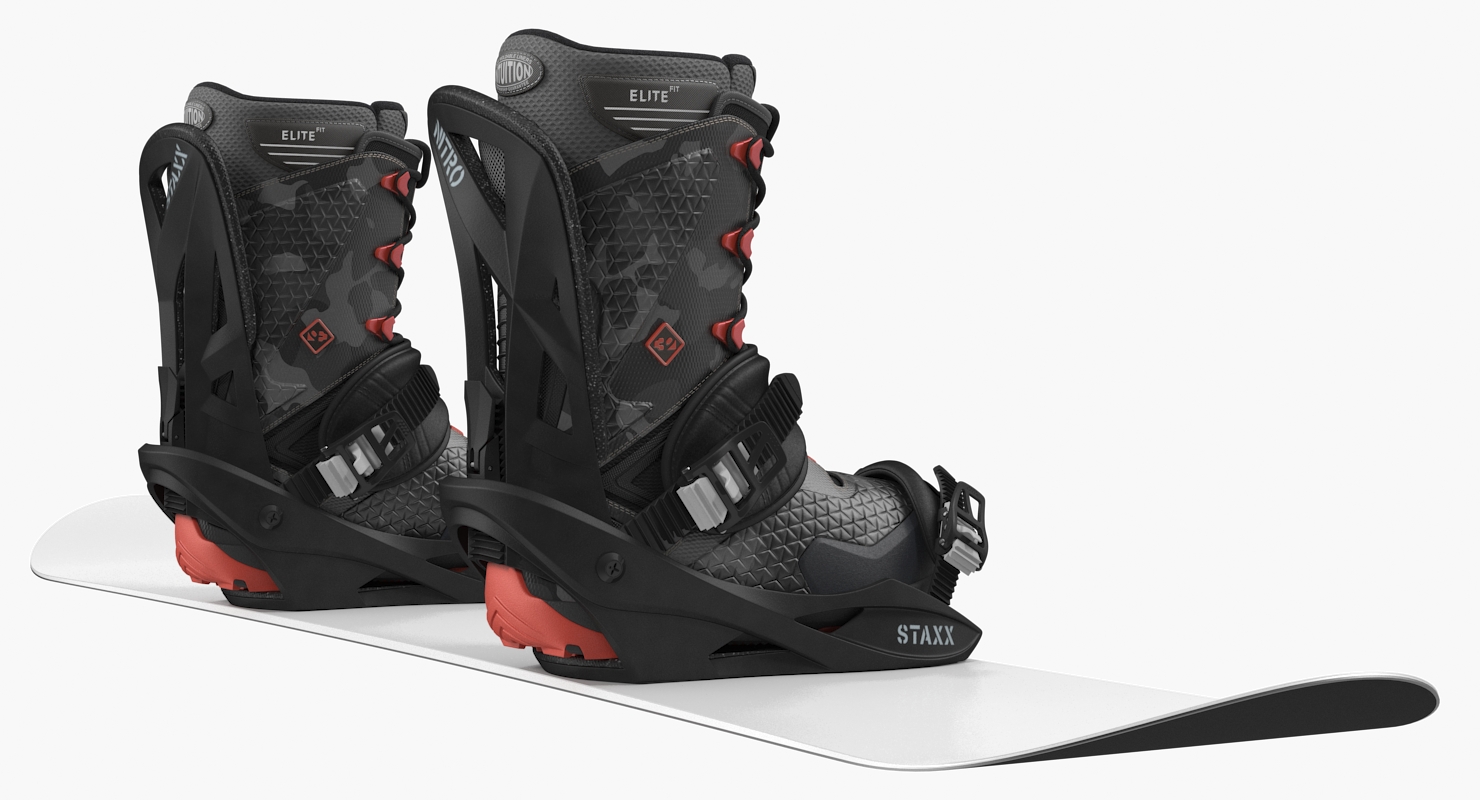 3D model Snowboard with Nitro Staxx Bindings and Boots