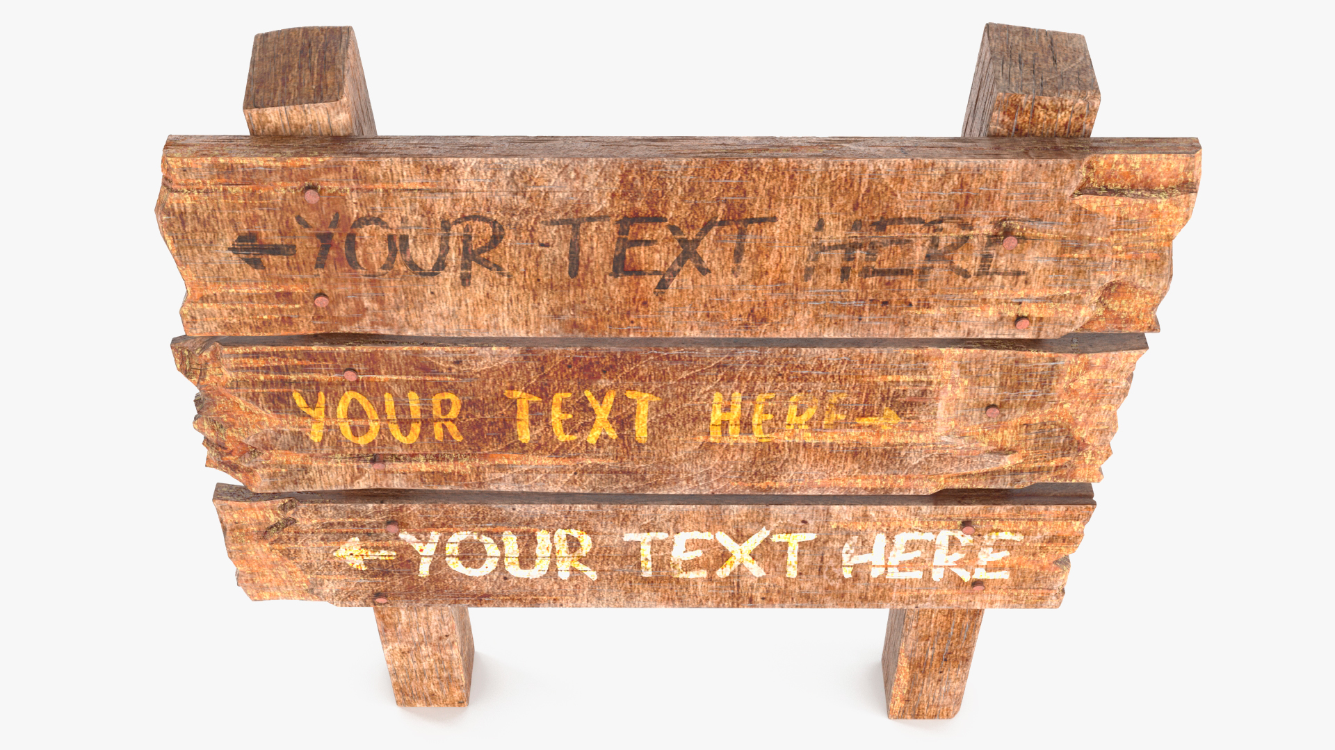 3D model Old Wooden Signpost Mockup Set