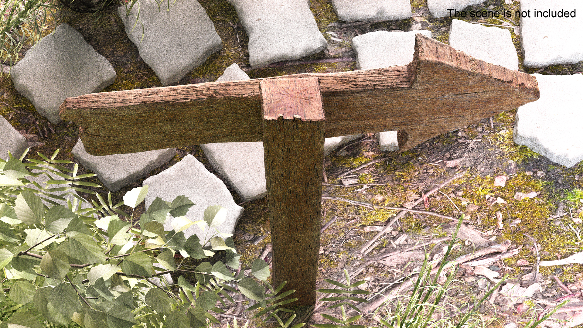 3D model Old Wooden Signpost Mockup Set