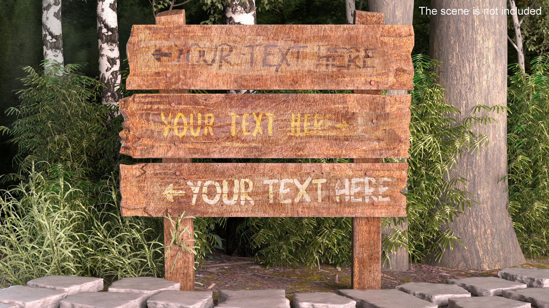 3D model Old Wooden Signpost Mockup Set