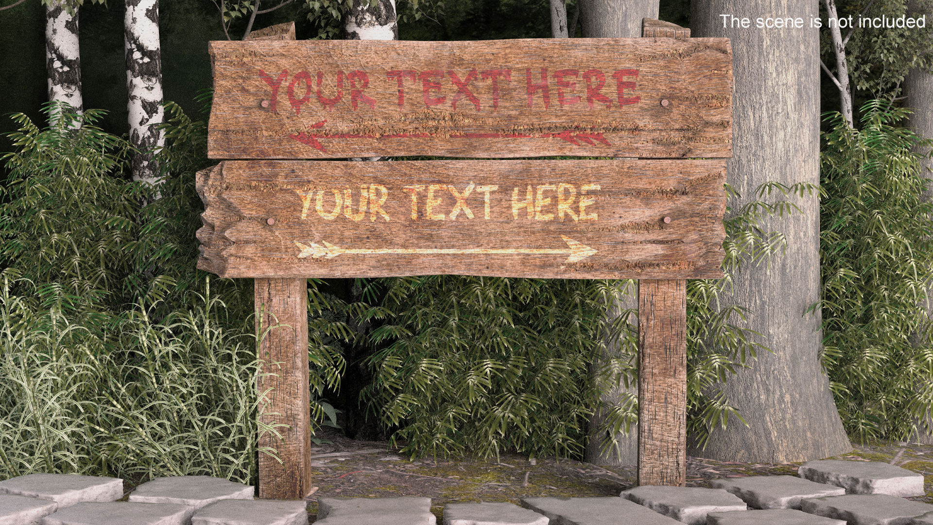 3D model Old Wooden Signpost Mockup Set