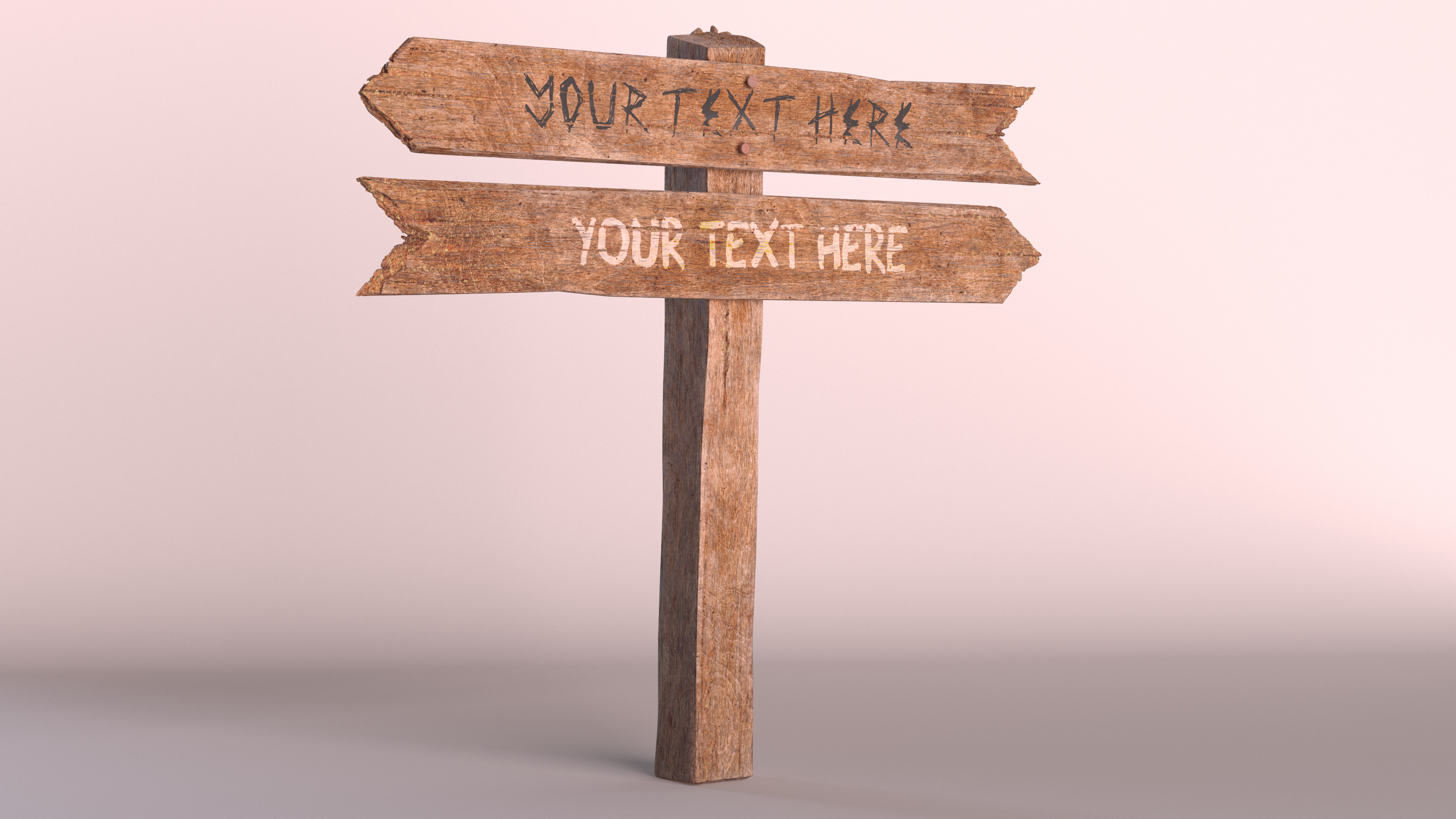 3D model Old Wooden Signpost Mockup Set