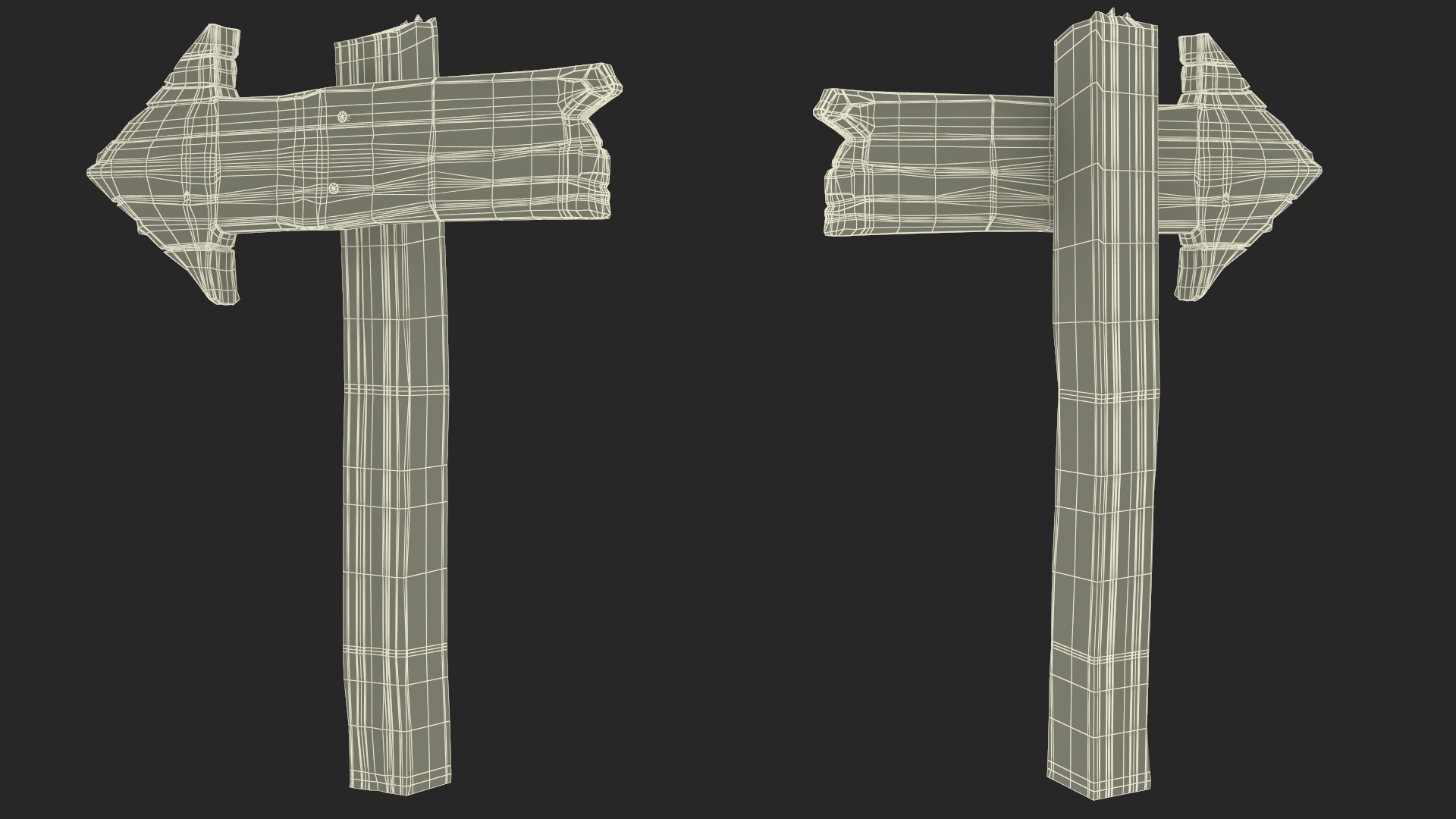3D model Old Wooden Signpost Mockup Set
