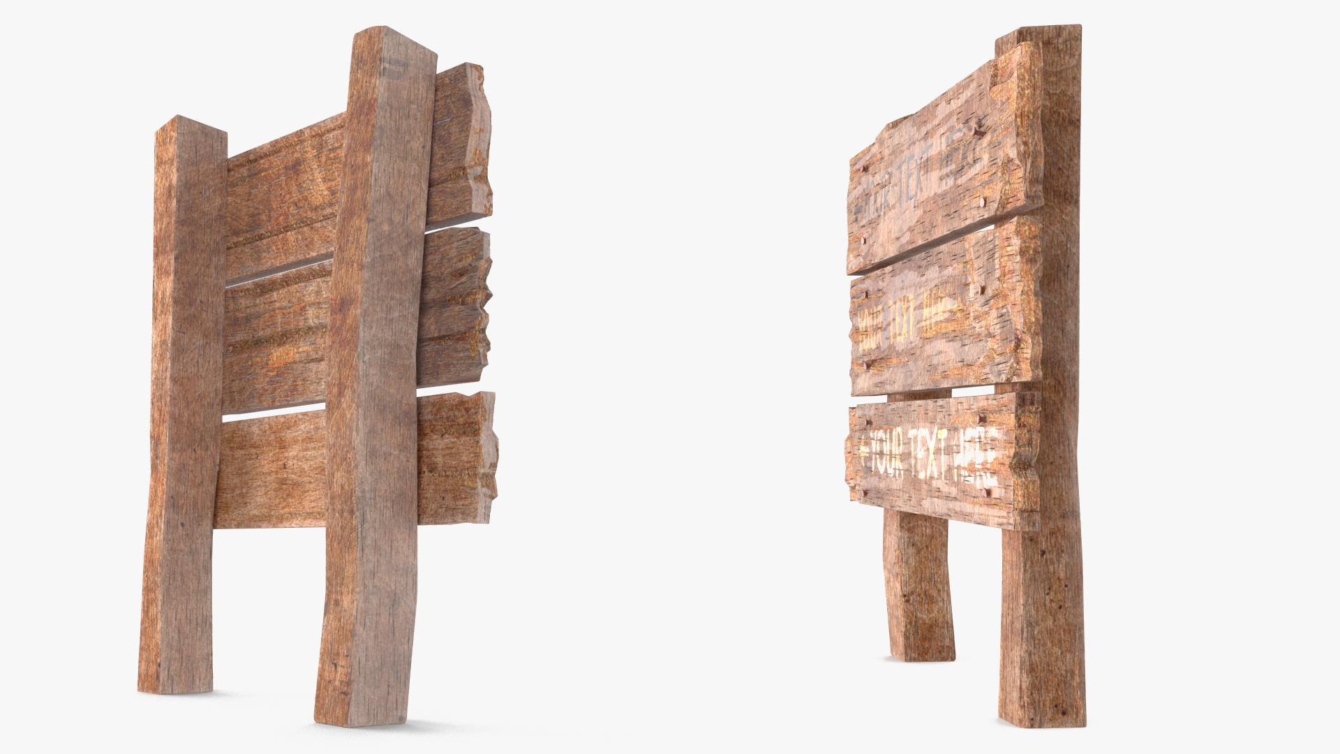 3D model Old Wooden Signpost Mockup Set