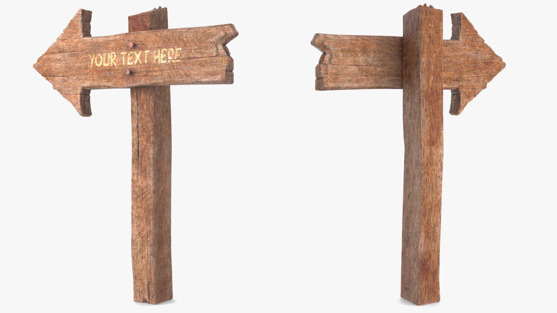 3D model Old Wooden Signpost Mockup Set