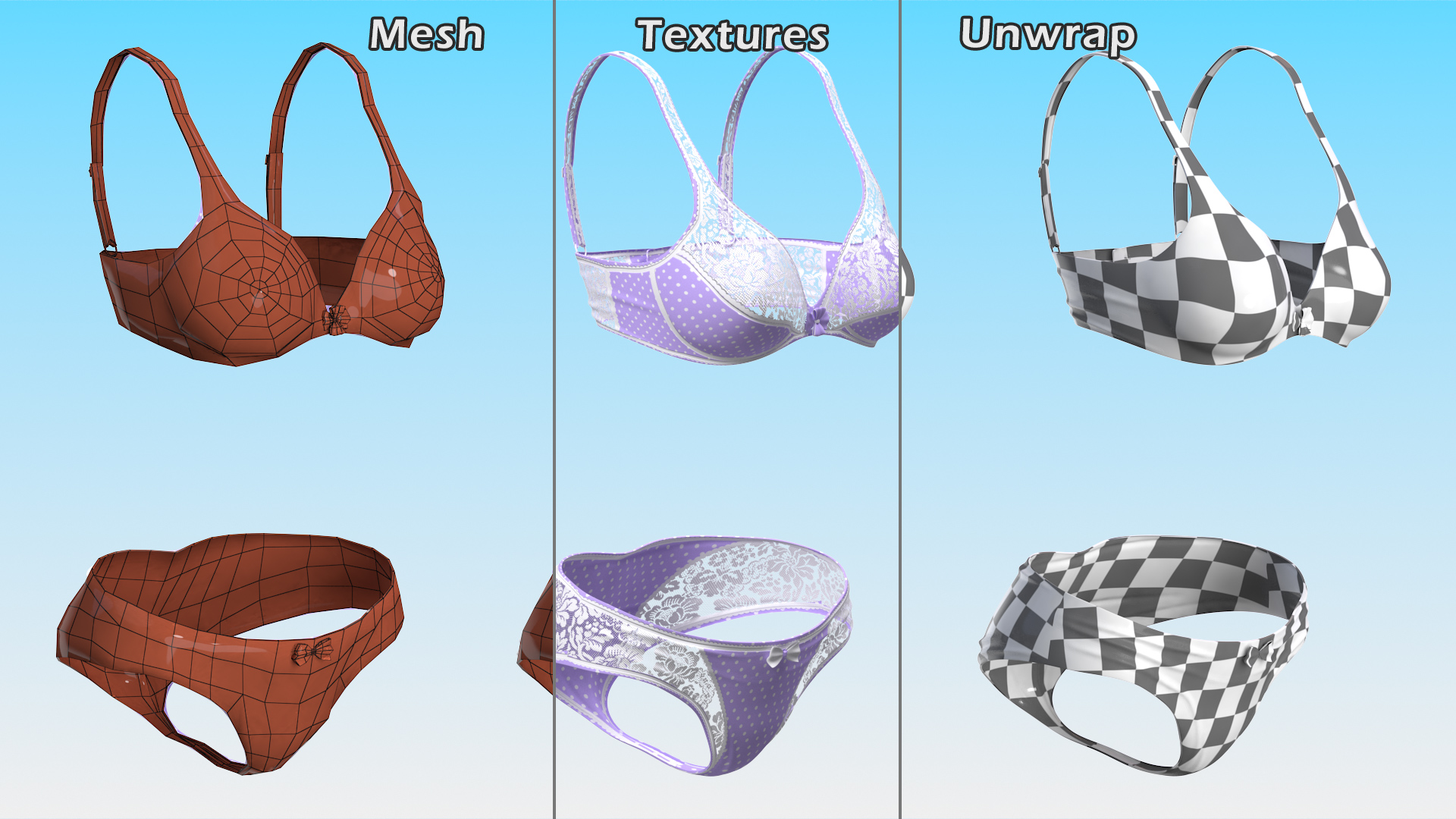 3D model Floral Lace Lingerie