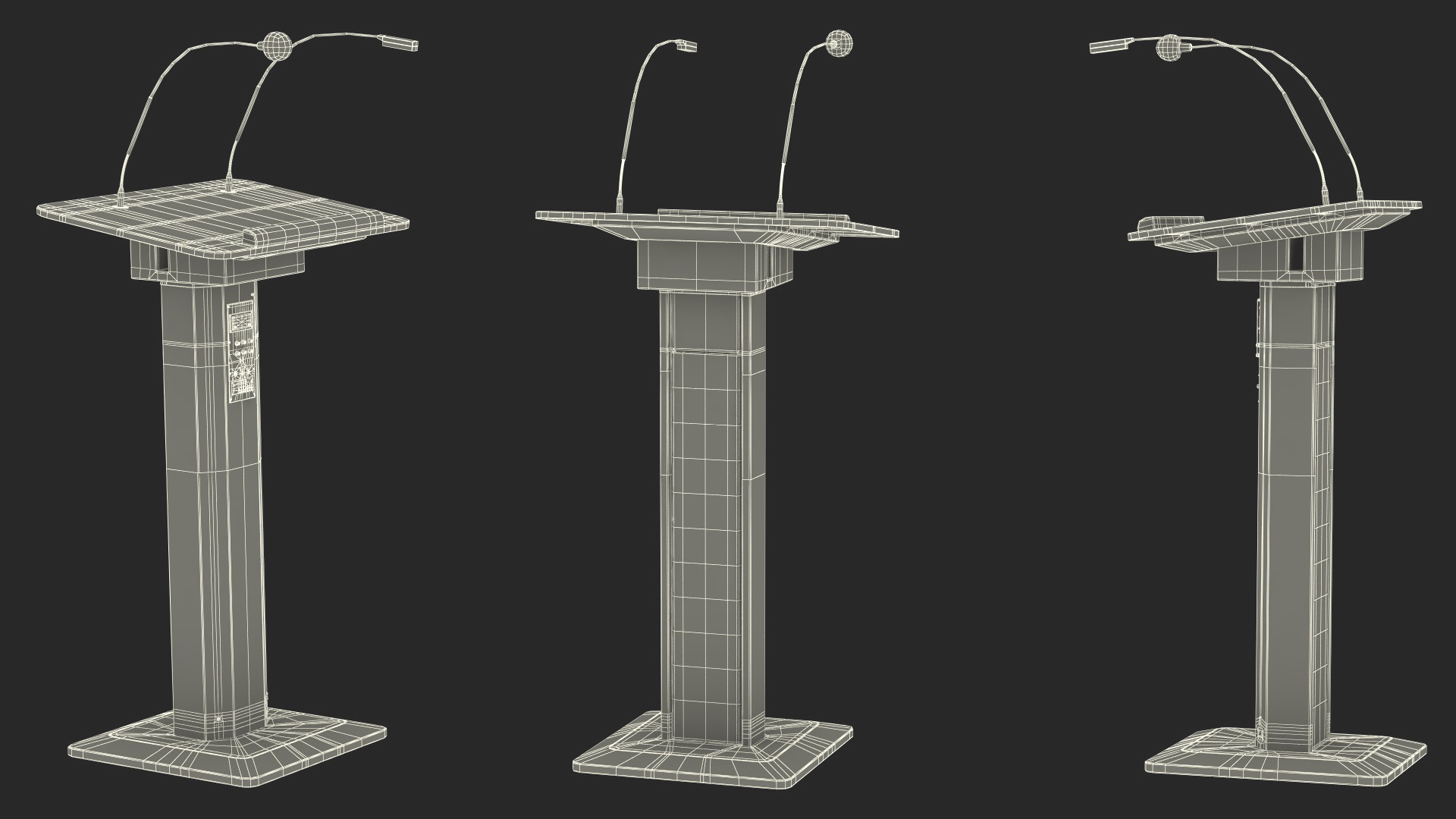3D Lectern System Podium Ahuja ASL-3000R Black model