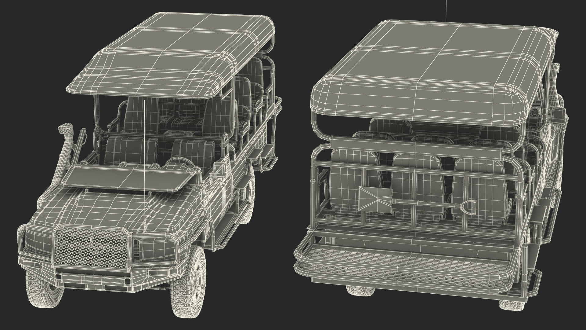3D Toyota Land Cruiser Safari Open Sided Beige Dirty Rigged