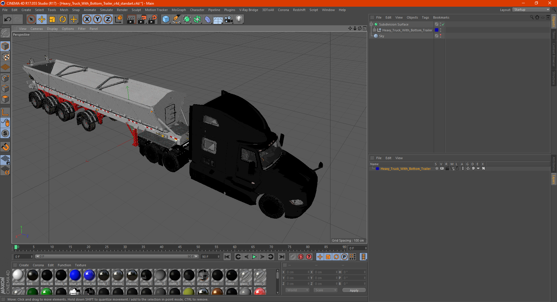 3D Heavy Truck With Bottom Trailer