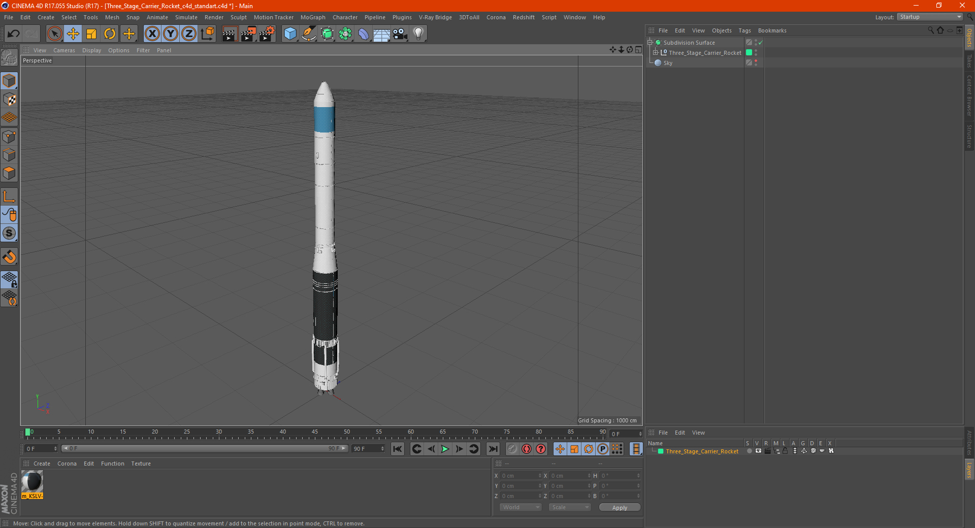 3D Three Stage Carrier Rocket