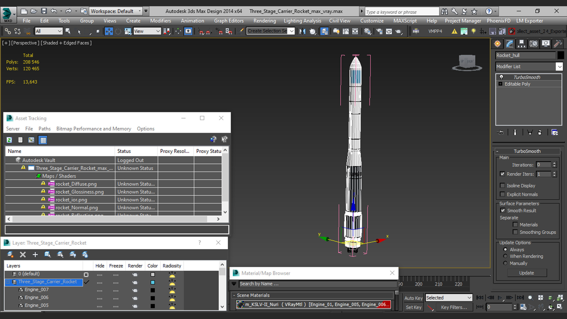 3D Three Stage Carrier Rocket