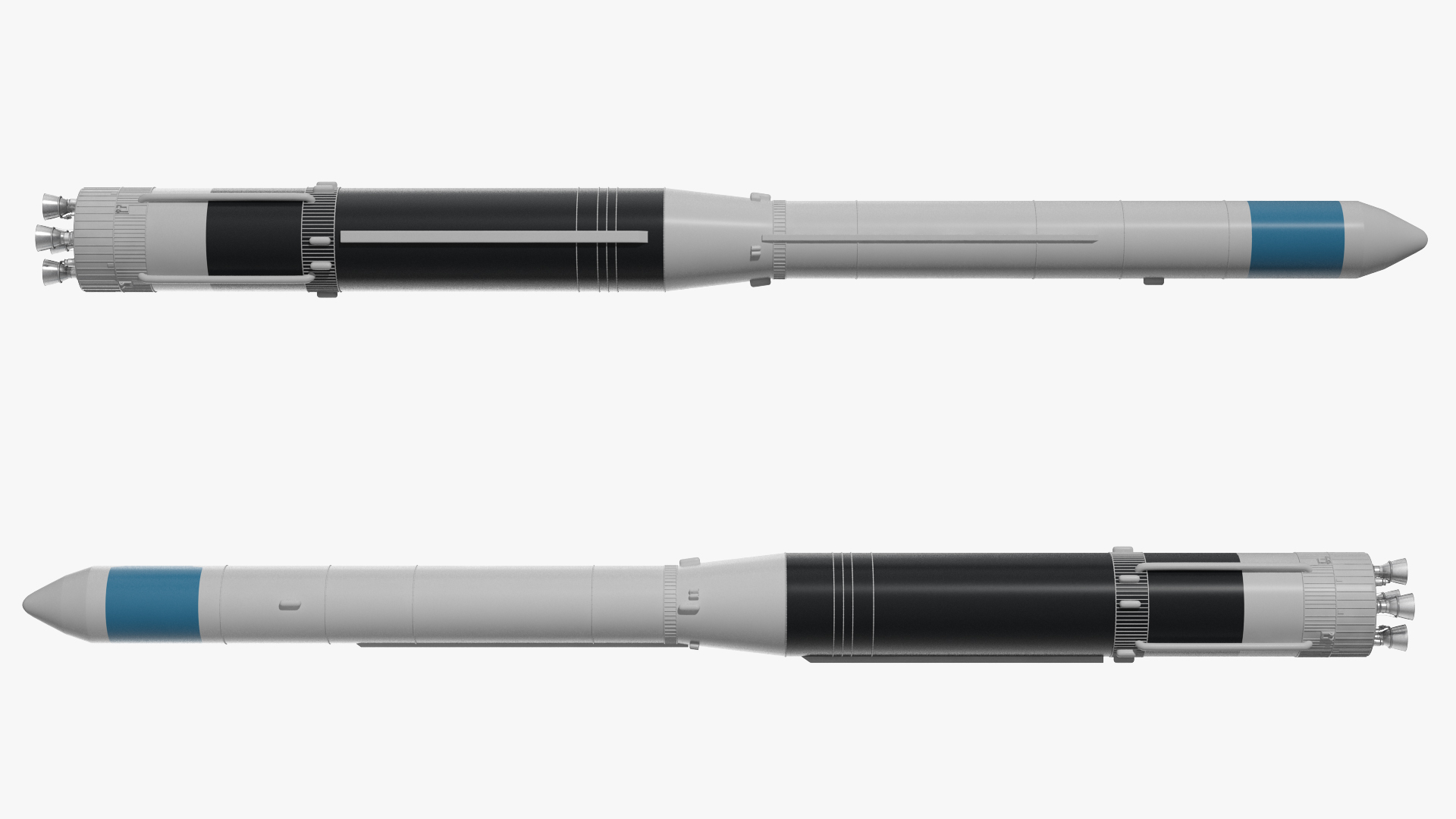 3D Three Stage Carrier Rocket