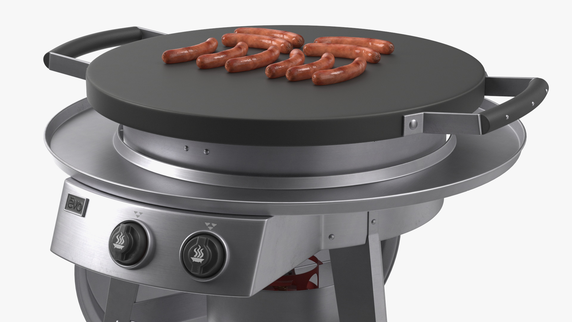 3D Professional Grill Cart with Fried Sausages model