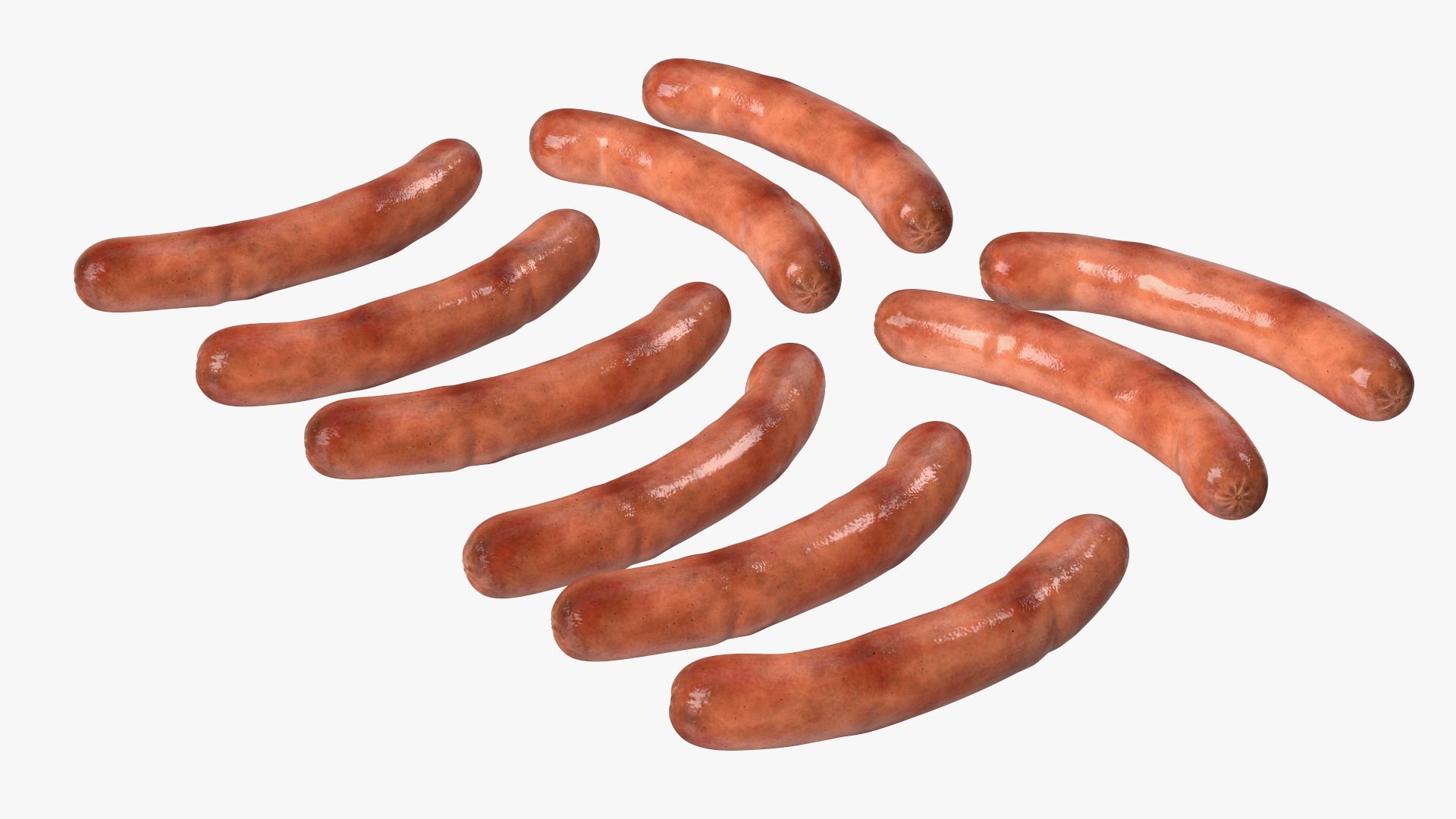 3D Professional Grill Cart with Fried Sausages model