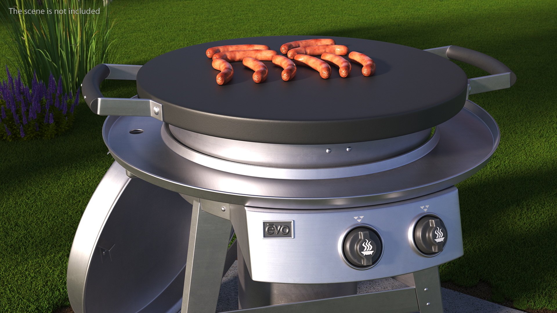 3D Professional Grill Cart with Fried Sausages model