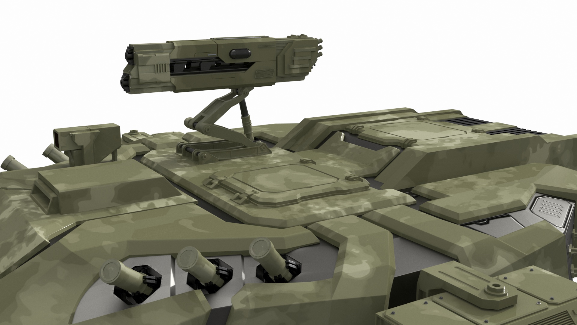3D Futuristic Turret Green model