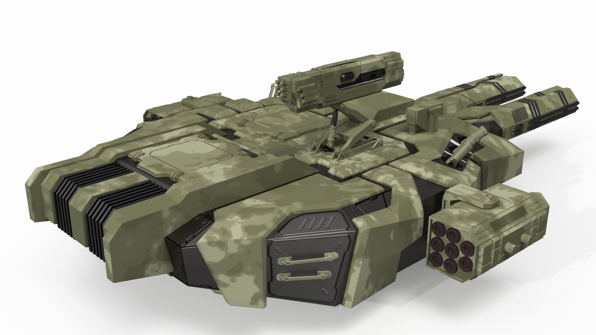 3D Futuristic Turret Green model