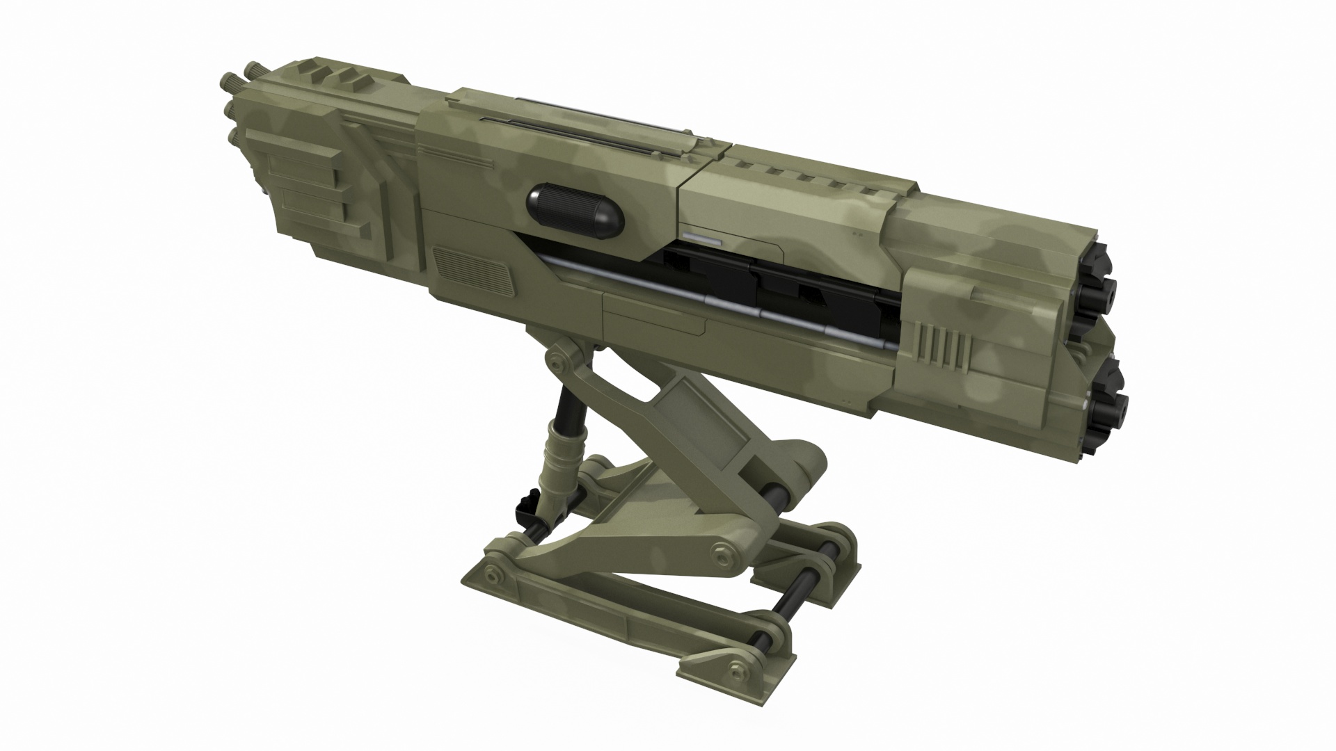 3D Futuristic Turret Green model