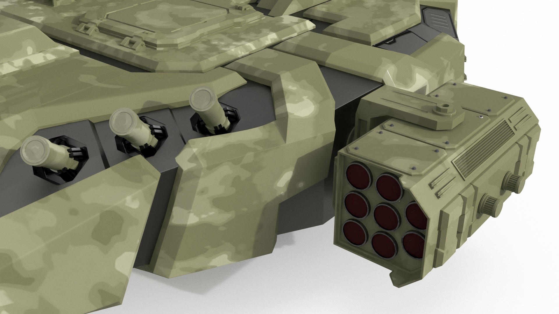 3D Futuristic Turret Green model