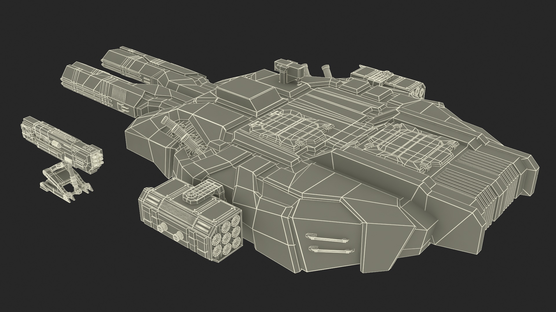 3D Futuristic Turret Green model