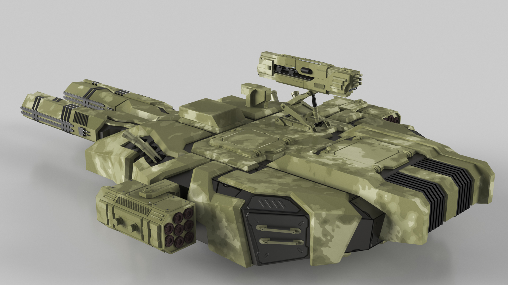 3D Futuristic Turret Green model
