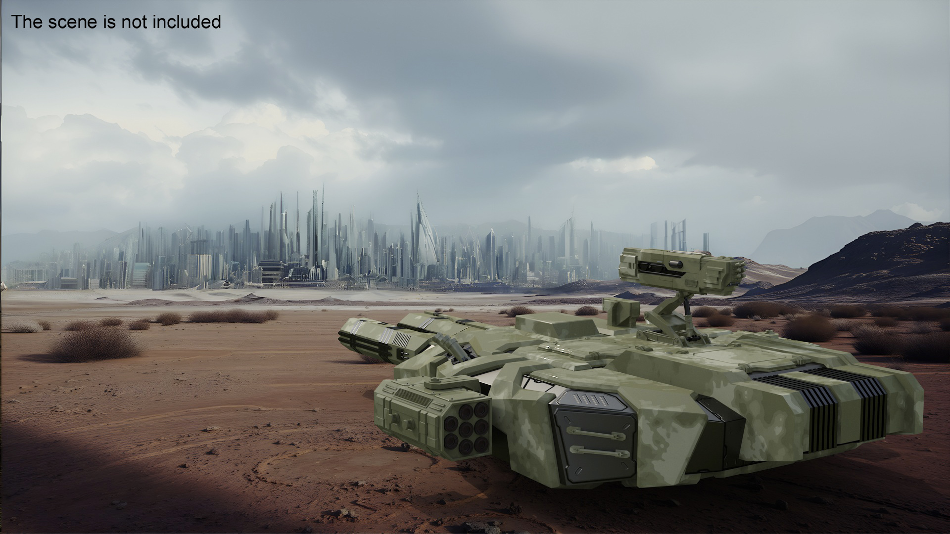 3D Futuristic Turret Green model