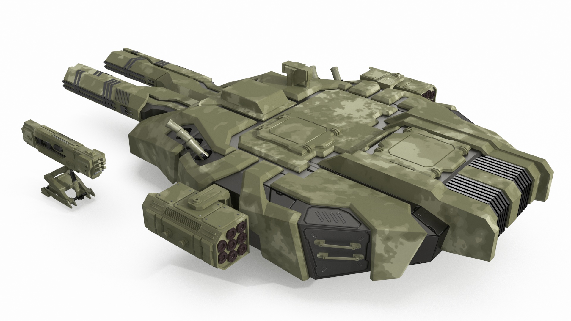 3D Futuristic Turret Green model