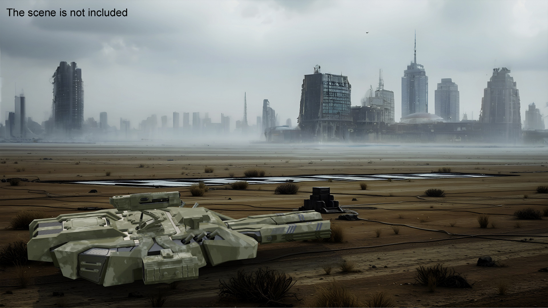 3D Futuristic Turret Green model